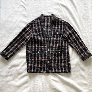 Maje Visido Jacket with faux leather trim